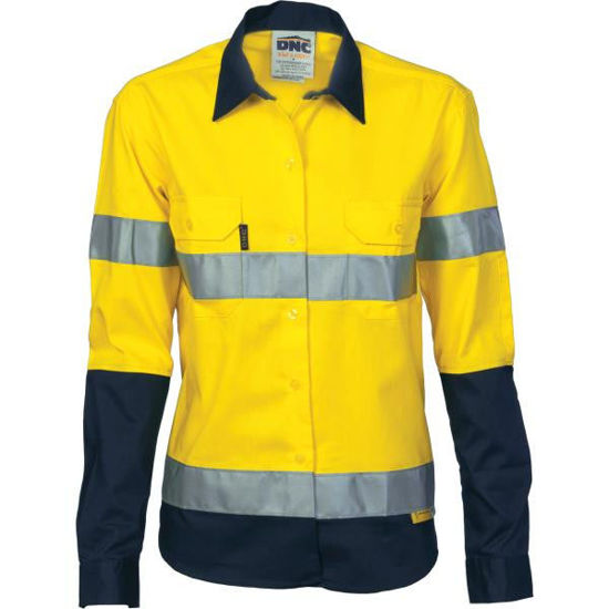 Picture of Dnc Ladies' Hi-Vis Two Tone Drill Shirt With 3M Reflective Tape, Long Sleeve 3936