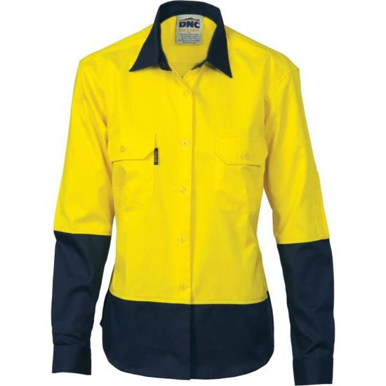Picture of Dnc Ladies' Hi-Vis Two Tone Cool-Breeze Cotton Shirt, Long Sleeve 3940