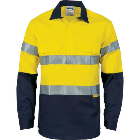 Picture of Dnc Hi-Vis Cool-Breeze Close Front Cotton Shirt With 3M Reflective Tape, Long Sleeve 3949