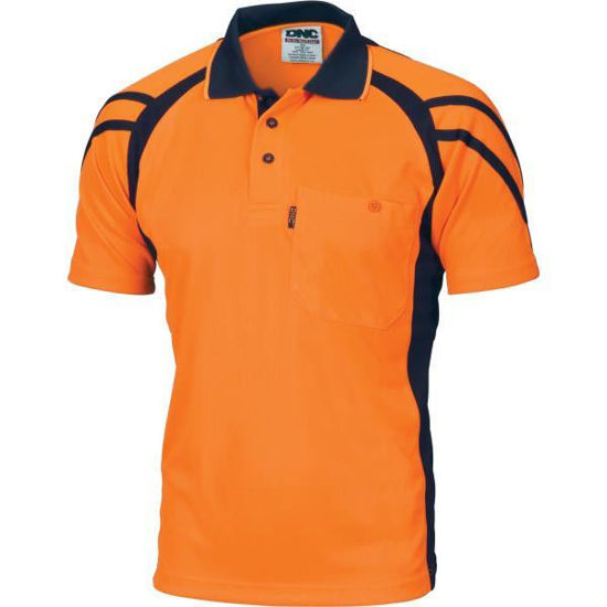 Picture of Dnc Hi-Vis Stripe Panel Cool Breathe Polo, Short Sleeve 3979